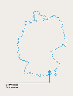 Zu sehen ist eine Deutschlandkarte mit dem Standort für die kardiologische Behandlung.